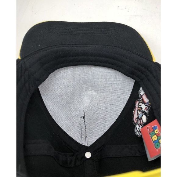 Nintendo Super Mario Bros Baseball Hat Black & Yellow Trucker’s Cap Snap Back - Picture 9 of 9